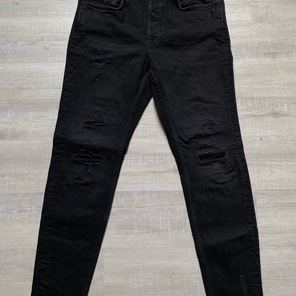 Zara Men's Black Distressed Jeans